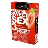 Презервативы Domino Sweet Sex Strawberry Coctail с ароматом клубники , 3 шт