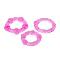 Недорогой набор мужских интимных колец 3 шт, PVC, розовые