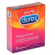Презервативы для двоих "Durex №3 Pleasuremax" с ребрышками и пупырышками